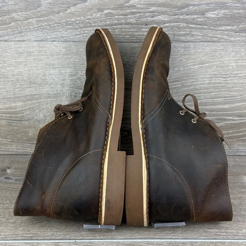 Clarks Bushacre II Men's Sz 12M Brown Beeswax Leather 2-Eye Lace Up Chukka Boots